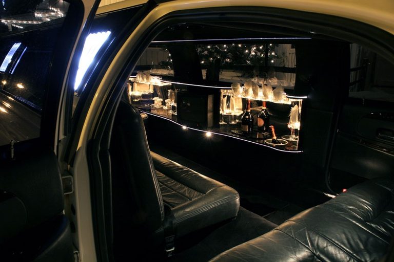 inside the back of a limo